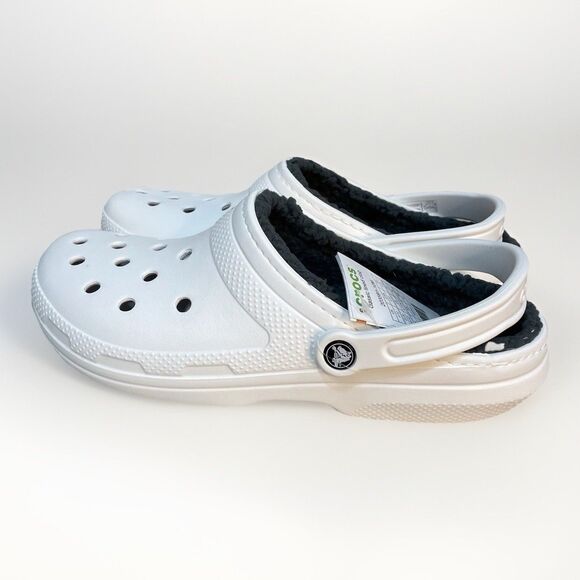 Crocs Classic Lined Clog Mens 12 White Grey Gray Comfortable Slip On Brand New main image 8